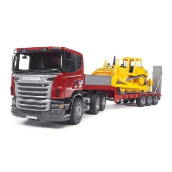 Camion Scania Seria R Cu Platforma Joasa Si Buldozer Bruder 03555