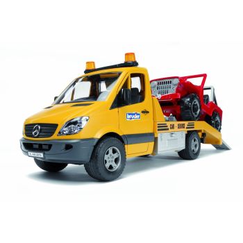 Autocamion Cu Platforma Si Masina De Teren Mercedes Benz Sprinter Bruder 02535