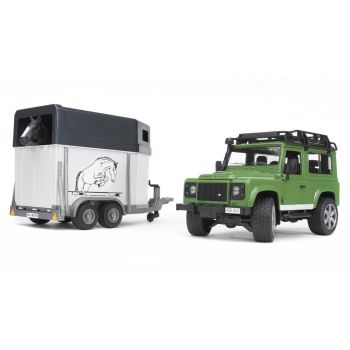Masina Land Rover Defender Station Cu Remorca Pentru Cai Bruder 02592